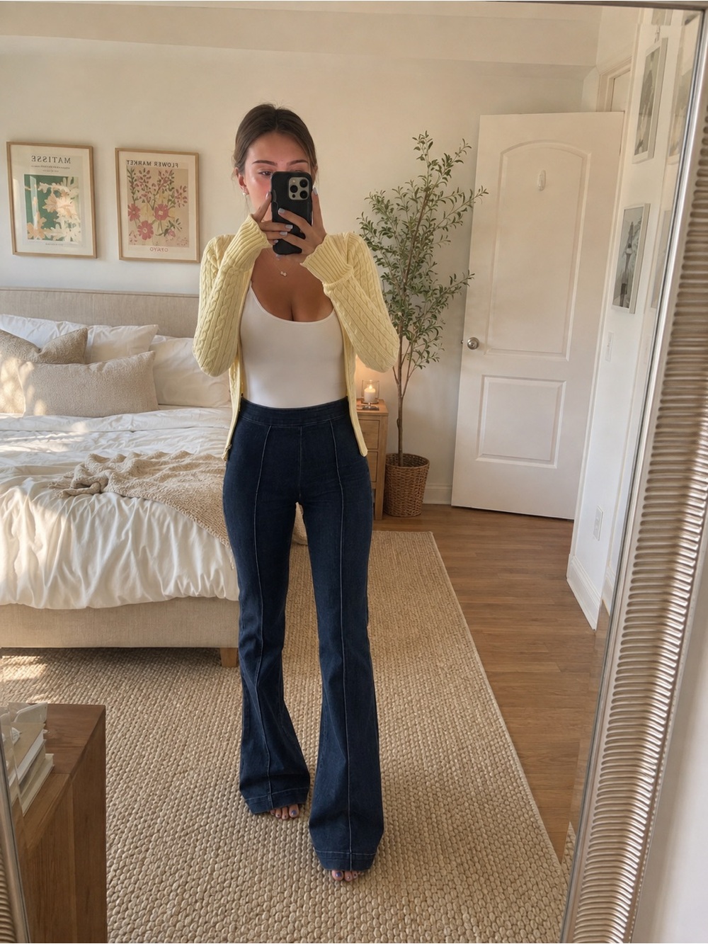 Alice + Olivia Dark Blue High-Rise Flare Jeans